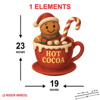 Hot Cocoa Gingerbread Yard Sign, Christmas Outdoor Decoration with Stakes, Cute Holiday Lawn Decor for Garden, Patio, and Pathway