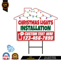 Custom Christmas Lights Installation Yard Sign, Waterproof Corrugated Plastic - Ideal for Commercial & Residential Holiday Lighting Services