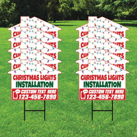 Custom Christmas Lights Installation Yard Sign, Waterproof Corrugated Plastic - Ideal for Commercial & Residential Holiday Lighting Services