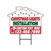 Custom Christmas Lights Installation Yard Sign, Waterproof Corrugated Plastic - Ideal for Commercial & Residential Holiday Lighting Services