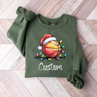Custom Christmas Basketball Sweatshirt, Santa Sports Team Shirt, Personalized Basketball Sweatshirt