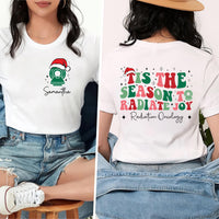 Personalized Radiation Oncology Christmas Shirt, Oncology Gift for Medical Professionals, Radiation Therapist Tee, Front Back