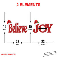 Believe Joy Christmas Yard Sign with Stakes, Outdoor Holiday Lawn Garden Decorations, Santa Hat Winter Porch Patio Xmas Welcome Decor