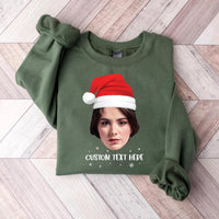 Custom Face Christmas Sweatshirt, Personalized Santa Hat Shirt, Matching Family Gift Sweatshirt