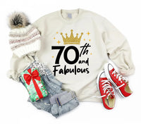 70 And Fabulous Shirt, 70th Birthday Crew Shirts for Women, Matching Family Birthday Tee