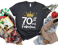 70 And Fabulous Shirt, 70th Birthday Crew Shirts for Women, Matching Family Birthday Tee