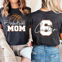 Basketball Mom Custom Name and Number Shirt, Game Day Basketball Mom Shirt, Personalized Basketball Team Tee, Front Back