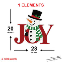 JOY Snowman Yard Sign with Stakes, Christmas Outdoor Lawn Decor, Holiday Winter Porch Garden Decoration, Cute Snowman Christmas Yard Display
