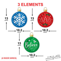 Christmas Ornament Yard Signs Set, Believe Snowflake Trees Outdoor Lawn Decorations with Stakes, Xmas Holiday Garden Porch Decor