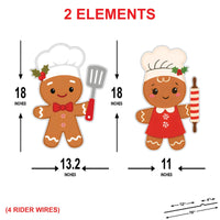 Gingerbread Chef Yard Sign Set, Christmas Outdoor Decorations with Stakes, Cute Gingerbread Boy & Girl Lawn Garden Holiday Porch Decor