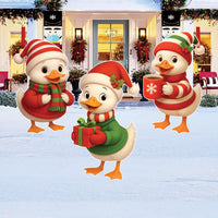 Christmas Duck Yard Signs Outdoor Decorations with Stakes, Cute Holiday Goose Lawn Decor, Winter Porch Pathway Garden Xmas Party Display