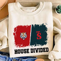Custom House Divided Sweatshirt, Personalized Two Sports Team Shirt, Football, Baseball, Hockey, Basketball Sweatshirt