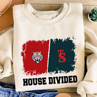 Custom House Divided Sweatshirt, Personalized Two Sports Team Shirt, Football, Baseball, Hockey, Basketball Sweatshirt