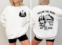 Follow The Word Christian Sweatshirt, Western Bible Verse Shirt, Christian Sweatshirt, Front Back