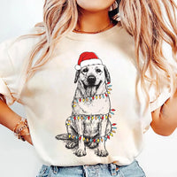 Custom Pet Christmas T-Shirt with Photo & Name, Personalized Pet Portrait Shirt, Custom Dog Cat Tee