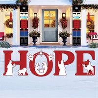 HOPE Nativity Yard Sign with Stakes, Religious Christmas Outdoor Decor, Holy Family Nativity Lawn Sign for Porch, Garden & Holiday Display