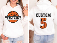 Personalized Basketball Hoodie, Team Name Shirt, Basketball Name and Number Hoodie, Front Back