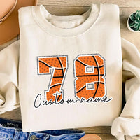 Personalized Basketball Number Sweatshirt, Custom Basketball Mom Tee, Basketball Fan Sweatshirt