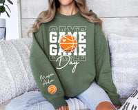 Game Day Basketball Sweatshirt, Custom Basketball Tee, Name on Sleeve Basketball, Game Day Sweatshirt, Front Sleeve