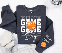 Game Day Basketball Sweatshirt, Custom Basketball Tee, Name on Sleeve Basketball, Game Day Sweatshirt, Front Sleeve