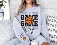 Game Day Basketball Sweatshirt, Custom Basketball Tee, Name on Sleeve Basketball, Game Day Sweatshirt, Front Sleeve