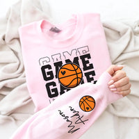 Game Day Basketball Sweatshirt, Custom Basketball Tee, Name on Sleeve Basketball, Game Day Sweatshirt, Front Sleeve