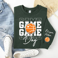 Game Day Basketball Sweatshirt, Custom Basketball Tee, Name on Sleeve Basketball, Game Day Sweatshirt, Front Sleeve