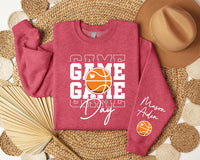 Game Day Basketball Sweatshirt, Custom Basketball Tee, Name on Sleeve Basketball, Game Day Sweatshirt, Front Sleeve