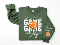 Game Day Basketball Sweatshirt, Custom Basketball Tee, Name on Sleeve Basketball, Game Day Sweatshirt, Front Sleeve