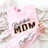 Personalized Basketball Mom Sweatshirt, Custom Sport Mom Tee, Basketball Lover Shirt, Custom Mom Sweatshirt, Front Sleeve