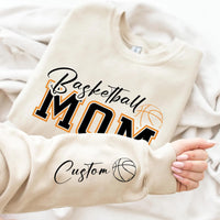 Personalized Basketball Mom Sweatshirt, Custom Sport Mom Tee, Basketball Lover Shirt, Custom Mom Sweatshirt, Front Sleeve