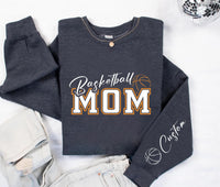Personalized Basketball Mom Sweatshirt, Custom Sport Mom Tee, Basketball Lover Shirt, Custom Mom Sweatshirt, Front Sleeve