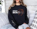 Personalized Basketball Player Name Sweatshirt, Custom Basketball Team Shirt, Basketball Mom Shirt, School Team Supporter Sweatshirt, Front Sleeve
