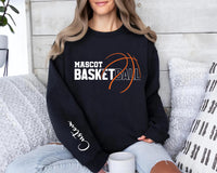 Personalized Basketball Player Name Sweatshirt, Custom Basketball Team Shirt, Basketball Mom Shirt, School Team Supporter Sweatshirt, Front Sleeve