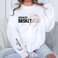 Personalized Basketball Player Name Sweatshirt, Custom Basketball Team Shirt, Basketball Mom Shirt, School Team Supporter Sweatshirt, Front Sleeve
