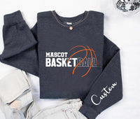 Personalized Basketball Player Name Sweatshirt, Custom Basketball Team Shirt, Basketball Mom Shirt, School Team Supporter Sweatshirt, Front Sleeve