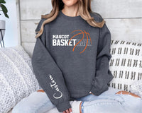 Personalized Basketball Player Name Sweatshirt, Custom Basketball Team Shirt, Basketball Mom Shirt, School Team Supporter Sweatshirt, Front Sleeve