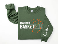 Personalized Basketball Player Name Sweatshirt, Custom Basketball Team Shirt, Basketball Mom Shirt, School Team Supporter Sweatshirt, Front Sleeve