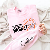 Personalized Basketball Player Name Sweatshirt, Custom Basketball Team Shirt, Basketball Mom Shirt, School Team Supporter Sweatshirt, Front Sleeve