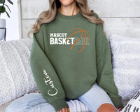 Personalized Basketball Player Name Sweatshirt, Custom Basketball Team Shirt, Basketball Mom Shirt, School Team Supporter Sweatshirt, Front Sleeve