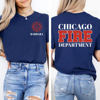 Personalized Firetruck Birthday Shirt, Fireman Toddler Shirt, Custom Firefighter Birthday Tee, Front Back