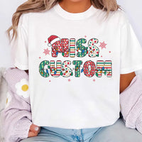 Custom Christmas Teacher Name Shirt, Kindergarten Christmas Teacher Shirt, Teacher Christmas Gift Tee