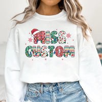 Custom Christmas Teacher Name Sweatshirt, Kindergarten Christmas Teacher Shirt, Teacher Christmas Gift Sweatshirt