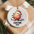 Personalized Basketball Ornament, Custom Christmas Sports Ornament with Santa Hat & Lights, Basketball Player Gift, Holiday Tree Decoration