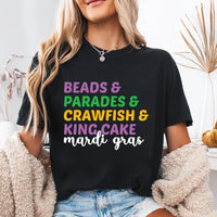 Mardi Gras Beads Shirt, Parades Crawfish King Cake Tee, Funny Mardi Gras Costume Top