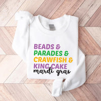 Mardi Gras Beads Sweatshirt, Parades Crawfish King Cake Tee, Funny Mardi Gras Costume Top