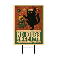 No Kings In America Yard Sign - Resist Hate Lawn Sign, Anti-Trump, Christmas Black Cat Anti MAGA Resist Fascism Yard Sign with Metal H-Stake