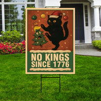 No Kings In America Yard Sign - Resist Hate Lawn Sign, Anti-Trump, Christmas Black Cat Anti MAGA Resist Fascism Yard Sign with Metal H-Stake