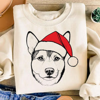 Custom Santa Paws Christmas Dog Sweatshirt, 50 Dog Breeds in Santa Hat Sweatshirt