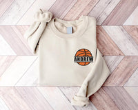 Customized Basketball Embroidered Sweatshirt, Game Day Basketball Hoodie, Embroidered Basketball Shirt, Basketball Season Long Sleeve Shirt